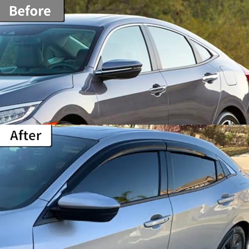 Outside Mount Window Visors Rain Guards for Honda Civic 4Dr - Product Imagery