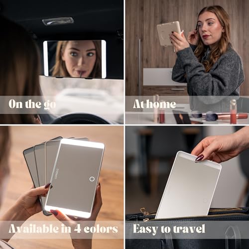 Rechargeable LED Sun Visor Mirror – 3 Dimmable Light Modes, - Product Imagery