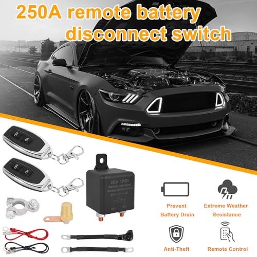 Top Post Remote Battery Disconnect Switch 12v, 250A Kill Switch - Product Imagery