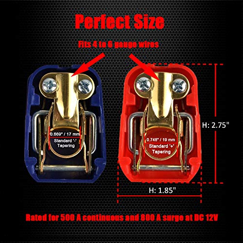 Ampper Quick Release Brass Battery Terminal Clamps, Quick - Product Imagery