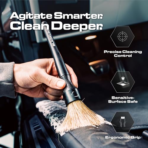 Blackline Car Detailing Brush Set, 2 Pack - Boars Hair Bristles, - Product Imagery