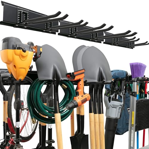TIDYME Garage Tool Organizer Wall Mount, 48", 3 Racks 6 Hooks, - Product Imagery