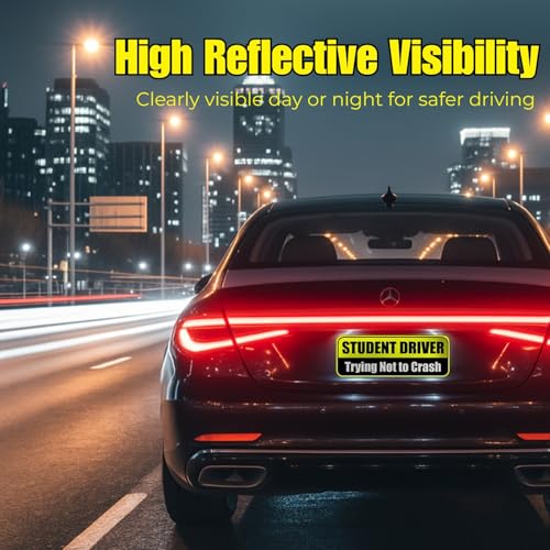 Lusinus Student Driver Magnet for Car - 2-Pack Reflective Funny - Product Imagery