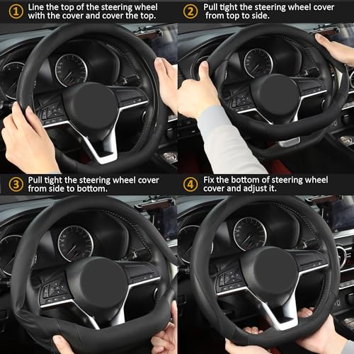 West Llama Flat Bottom Car Steering Wheel Cover for Hyundai,D - Product Imagery