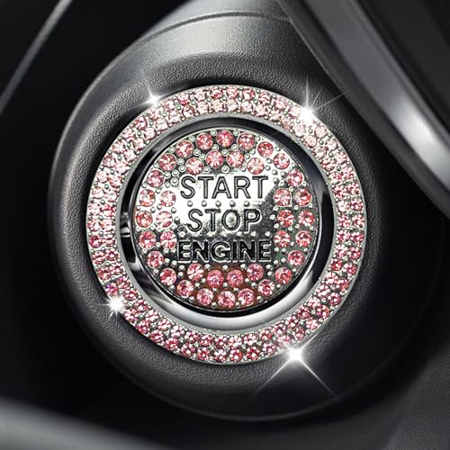 2PCS Rhinestone Push Start Button Cover Bling Car Accessories - Product Imagery