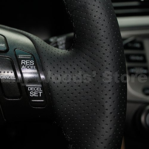Loncky Black Genuine Leather Custom Fit OEM Car Steering Wheel - Product Imagery