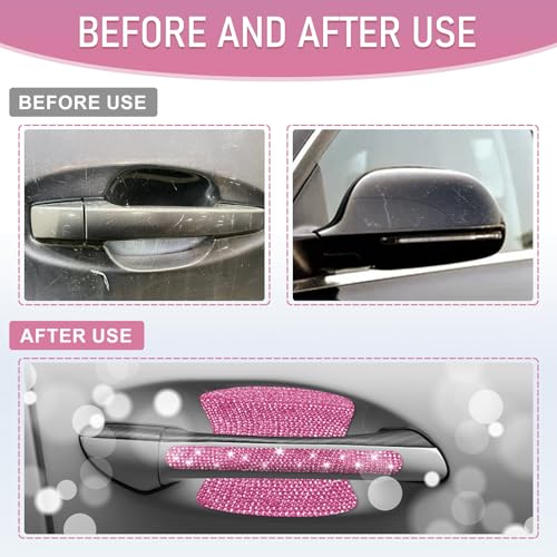 10 PCS Bling Car Door Handle Protector, Shiny Crystal Rhinestone - Product Imagery