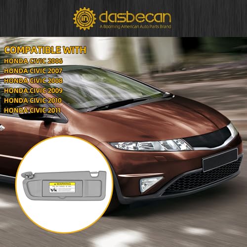 Dasbecan Left Driver Side Sun Visor Compatible with Honda Civic - Product Imagery