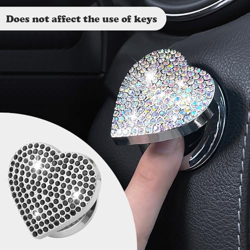 Bling Push Start Button Cover with Rhinestone,Heart Push to - Product Imagery