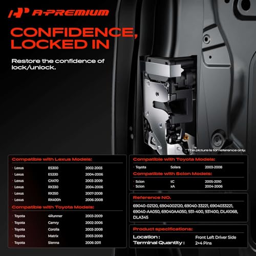 A-Premium Door Lock Actuator Driver Side Front Compatible with - Product Imagery