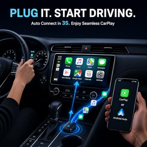 Wireless CarPlay Adapter– Android Auto Wireless Adapter, 5.8GHz - Product Imagery