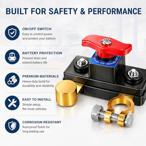 Battery Disconnect Kill Switch Isolator 300A 1000A Copper Top - Product Imagery
