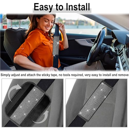 ecocstm 2 PCS Bling Car Seat Belt Shoulder Pads, Bling Seat Belt - Product Imagery