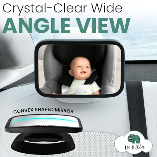 Leo&Ella Extra Large Baby Car Mirror for Tesla & Fixed - Product Imagery