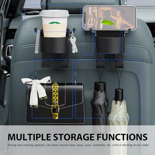 2 PCS Back Seat Cup Holder Hook, Multifunction Car Seat Back - Product Imagery