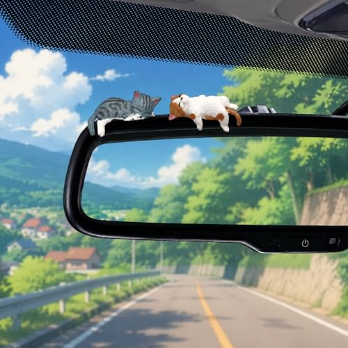 5PCS Cute Cat Car Ornaments, Mini Dashboard Figurines Car - Product Imagery