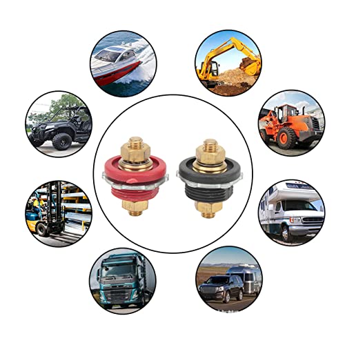 2 Pcs 3/8in Thru Panel Battery Terminal Connector, 250A Positive - Product Imagery