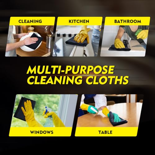 HOMEXCEL Black Microfiber Cleaning Cloth 12 Pack, 12.5 x 12.5 - Product Imagery