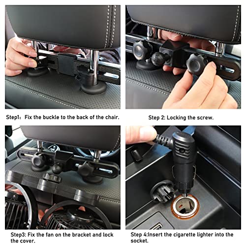 QIFUN 12V Car Fan, Portable Car Fan Cool Gadgets for Rear Seat - Product Imagery