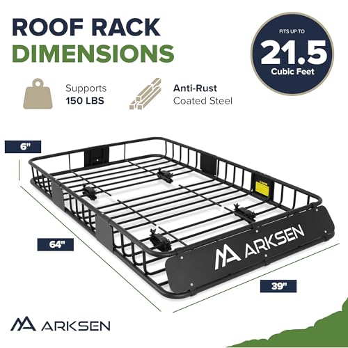 ARKSEN 64" x 39" x 6" Roof Rack Basket with Extension - Product Imagery