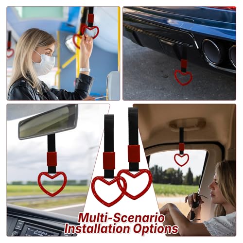 2 Pcs Heart Shaped Car Handle Strap – Drift Charm Rear Bumper - Product Imagery