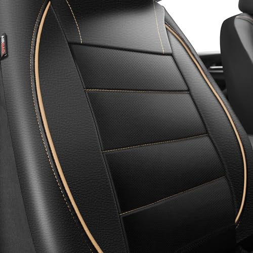CAR PASS Universal FIT Piping Leather Two Front Seat Covers, - Product Imagery