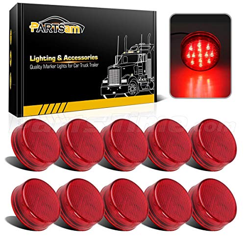Partsam 10x 2.5 Round Red 13 LED Side Marker Clearance Lights - Product Imagery