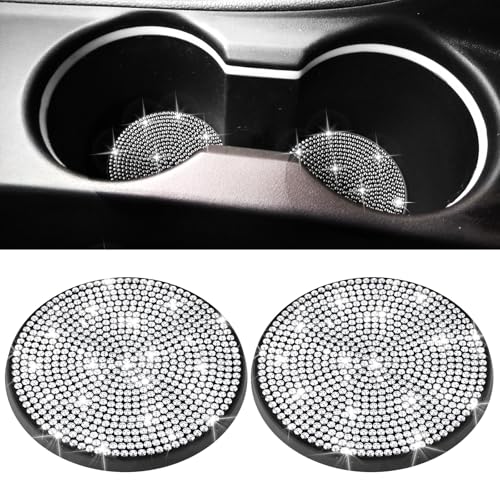 BFXM 2 PCS Bling Cup Holder Coaster, 2.75“ Silicone Diamond Car - Product Imagery