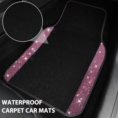CAR PASS Bling Diamond Car Floor Mat Shining Rhinestones Carpet, - Product Imagery