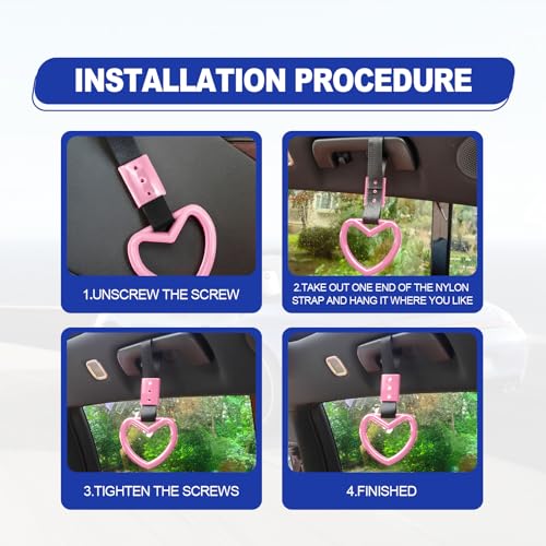 2 Pieces Rear Bumper Warning Decor Rings Heart Shaped Car Handle - Product Imagery