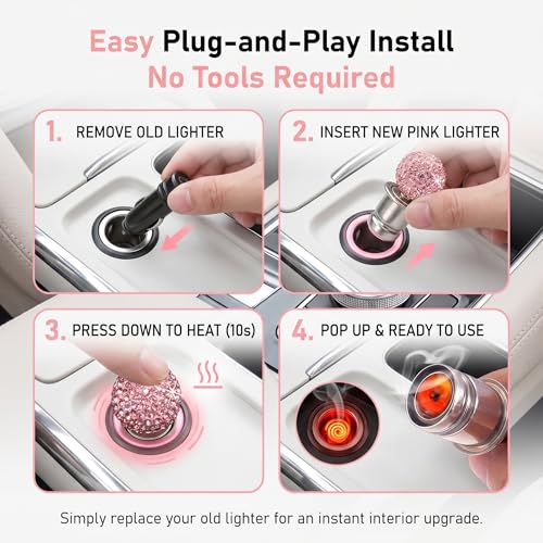 Bling Car Cigarette Lighter Plug, Rhinestone Decorative - Product Imagery
