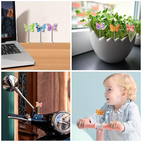 6Pcs Cute Butterfly Car Rear View Mirror Accessories, Colorful - Product Imagery