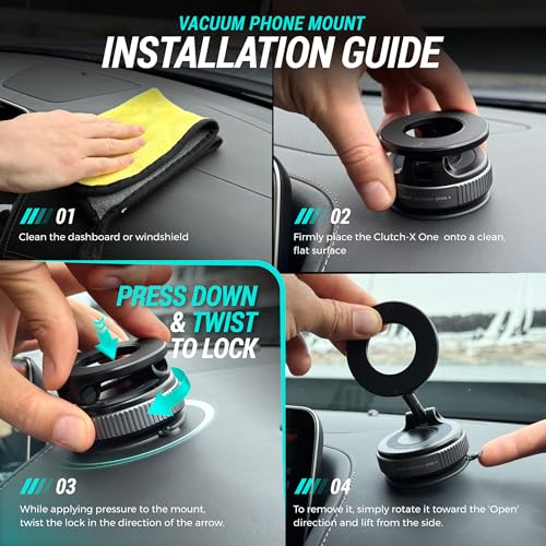 CARMOUNT Clutch-X™ Black – Vacuum Phone Mount Suction Cup Car - Product Imagery