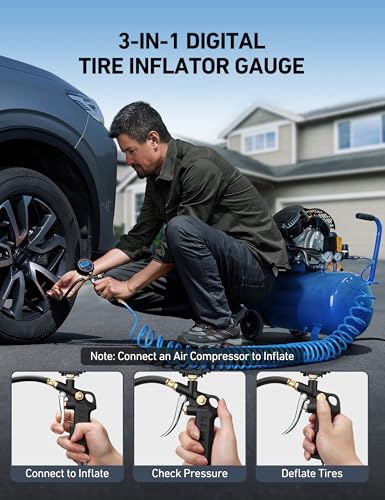 AstroAI Digital Tire Pressure Gauge with Inflator 3-250 PSI Fits - Product Imagery