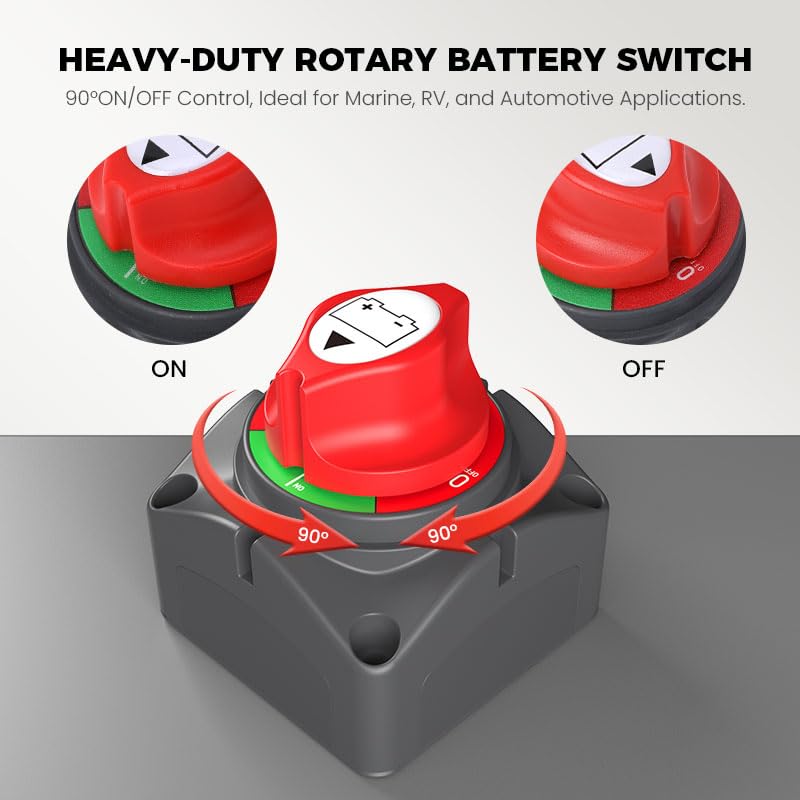 Battery Disconnect Switch 12V 24V 48V Waterproof Top Post - Product Imagery