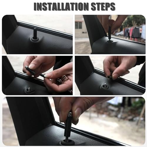 4 PCS Car Door Lock Knob, Carbon Fiber Door Lift Latch Cover - Product Imagery
