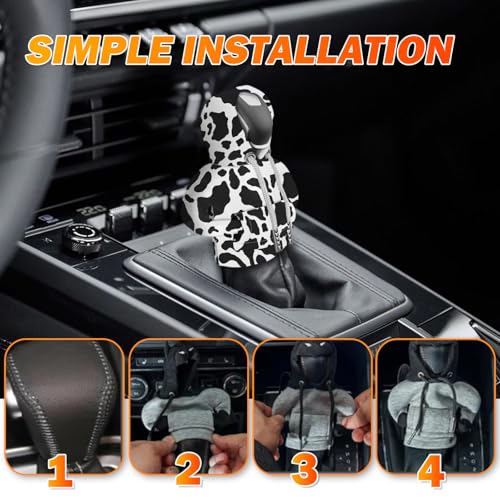 SuperKaKa Car Cow Print Gear Shift Knob Hoodie Cover- Universal - Product Imagery
