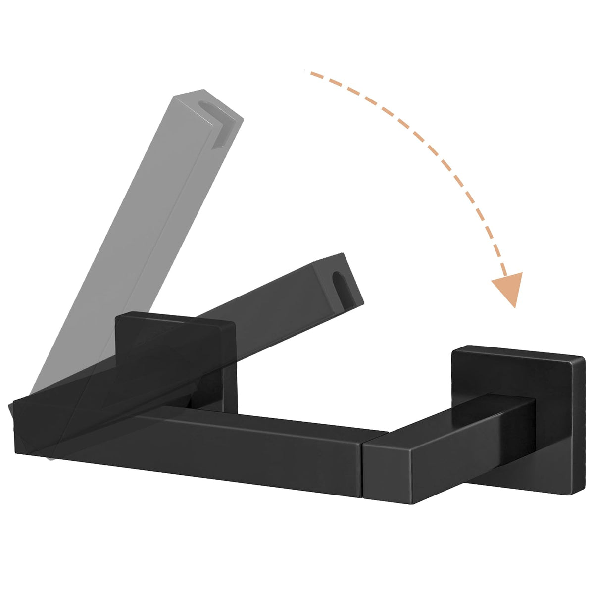 FEILERN Toilet Paper Holder Matte Black, Wall Mounted Pivoting - Product Imagery