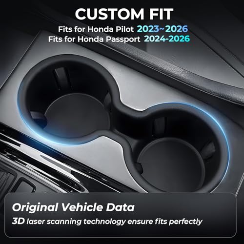 Center Console Cup Holder Inserts for Honda Pilot 2023-2026 & - Product Imagery