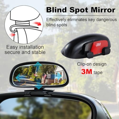 LivTee Blind Spot Mirror, HD Glass Frameless Convex Rear View - Product Imagery