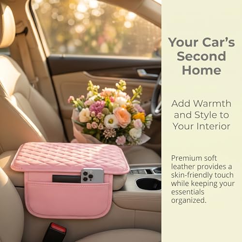 Car Arm Rest Cover, Leather Center Console Elbow Support Cushion - Product Imagery