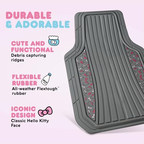 Hello Kitty Car Mats 4pc Floor Mats for Cars Trucks SUVs Kawaii - Product Imagery