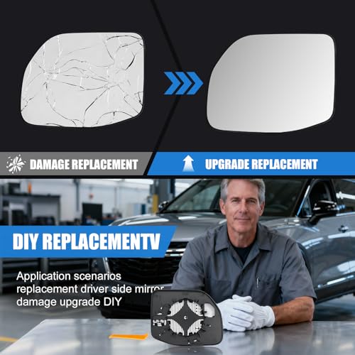 Driver Left Side Heated Mirror Glass Replacement Compatible with - Product Imagery