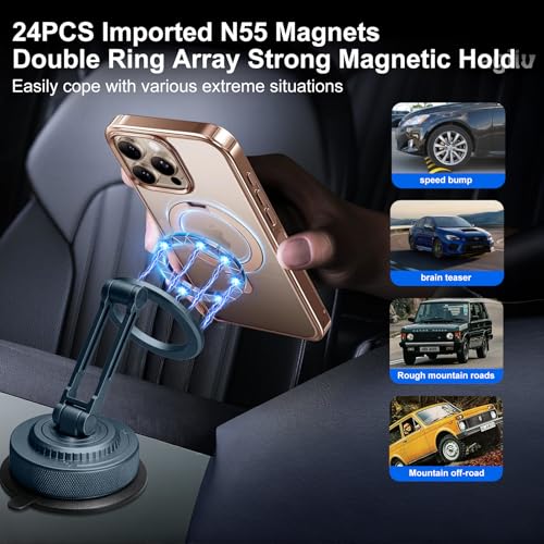 PIEPIE All-Metal Alloy Magnetic Suction Cup Car Phone Mount - Product Imagery