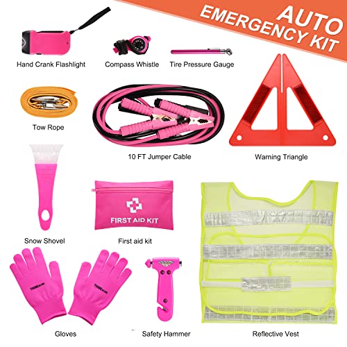 THINKWORK Pink Car Emergency Kit for Teen Girl and Lady's Gifts - Product Imagery