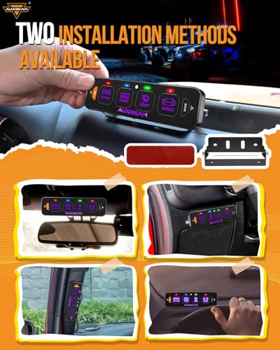 Auxbeam AS-R40 Slim 4 Gang Switch Panel with RGB Backlight - Product Imagery