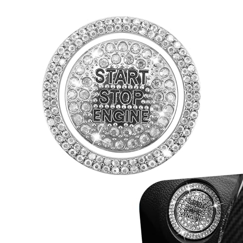 2PCS Bling Car Push Start Button Cover, Crystal Rhinestone Auto - Product Imagery