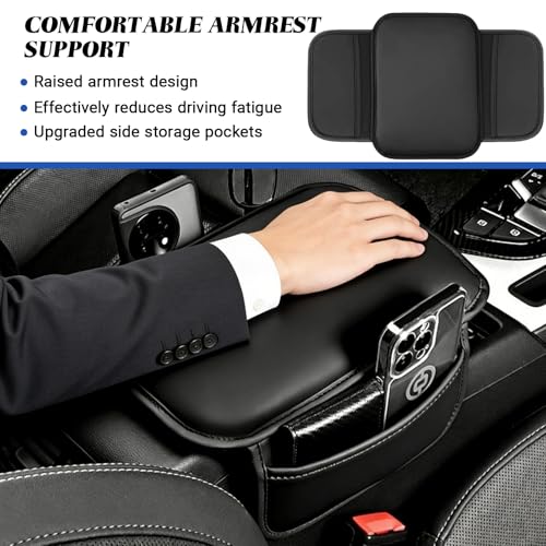 Car Center Console Cover with 2 Storage Bag, Leather Console - Product Imagery
