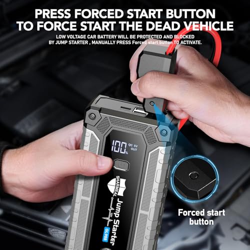 6000A Jump Starter, Portable Jump Starters 12V Car Battery - Product Imagery