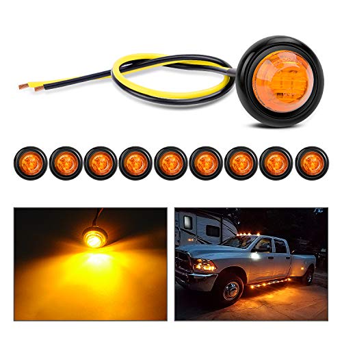 Nilight 3/4" Round LED Clearance Marker Lights, Amber, 10-Pack - Product Imagery